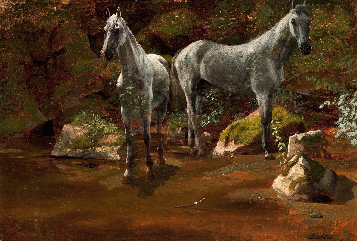 Albert Bierstadt - Study of Wild Horses