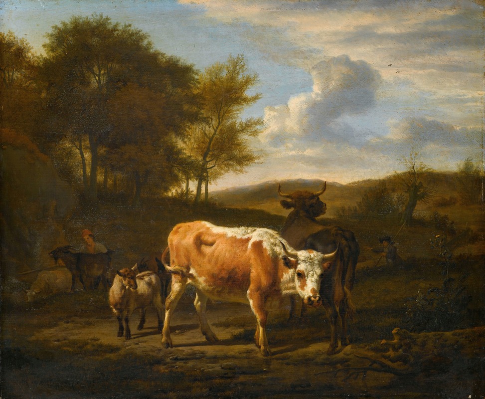 Adriaen van de Velde - Mountainous Landscape with Cows