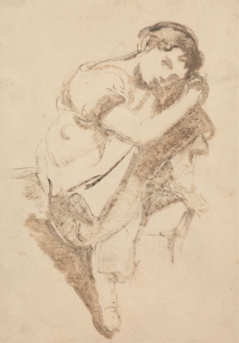 Thomas Barker - Study of a Young Girl Resting her Head on her Knee