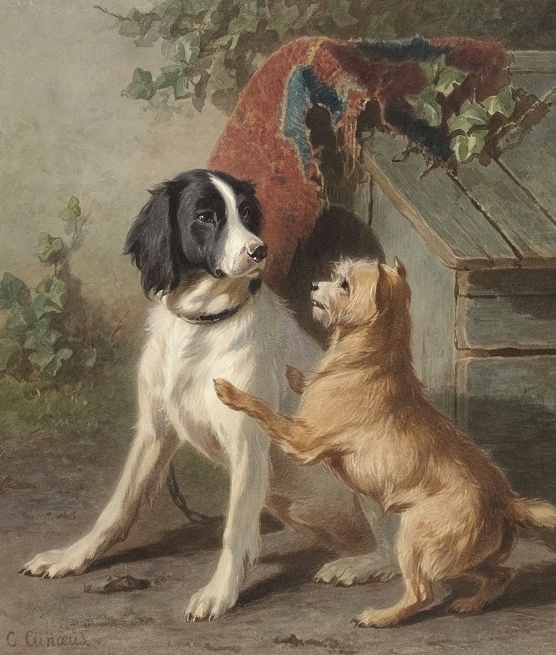 Conradijn Cunaeus - Twee honden bij een hok