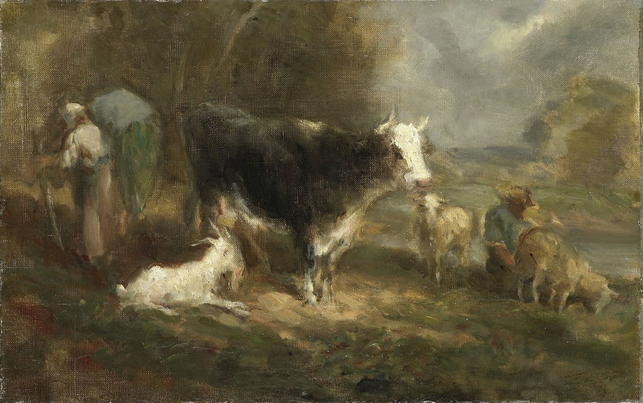 Eugène Fromentin - Farmyard with Cattle
