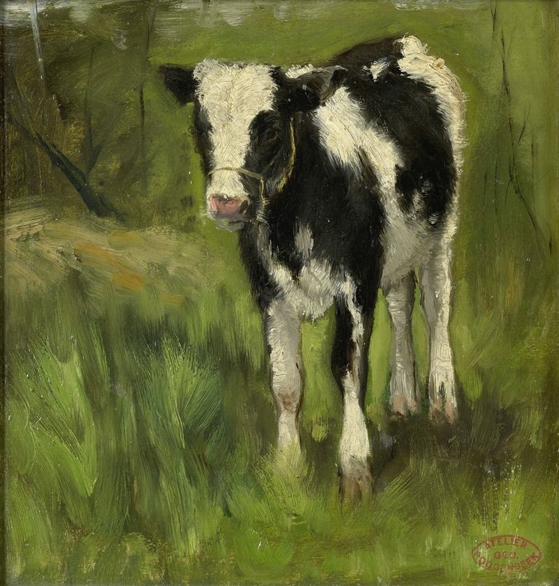 Geo Poggenbeek - Calf, spotted black and white