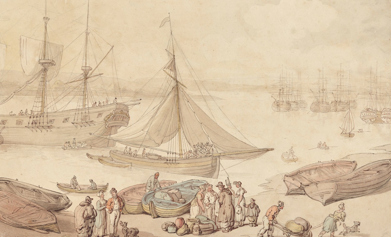 Thomas Rowlandson - Loading ships, probably at Portsmouth