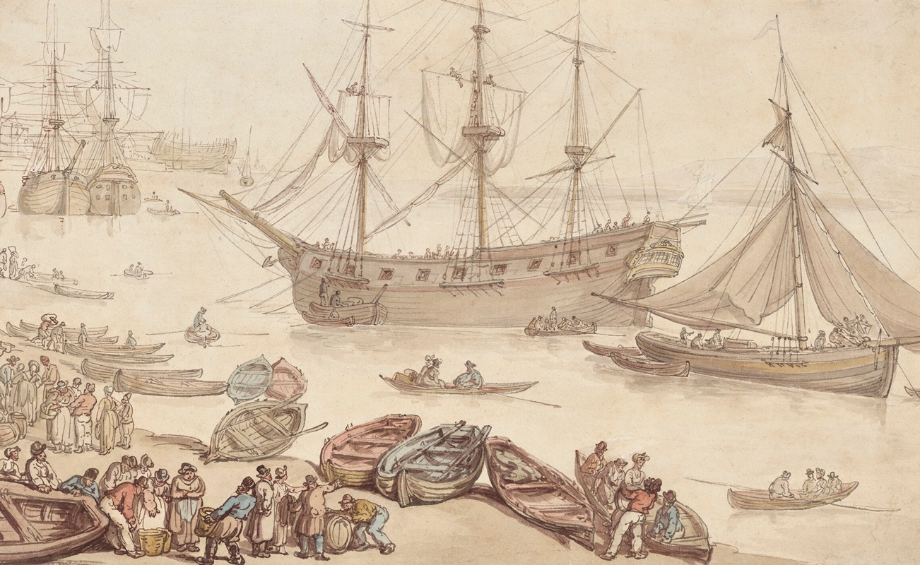 Thomas Rowlandson - Ships landing, probably at Portsmouth