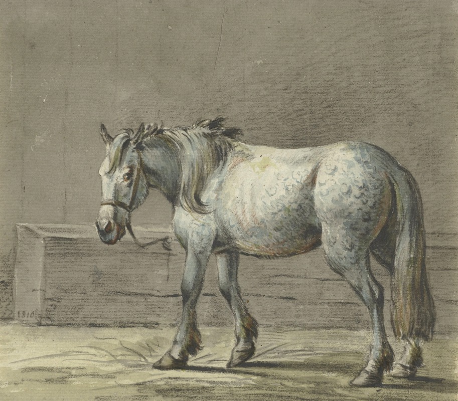 Jean Bernard - Staand paard in een stal, naar links