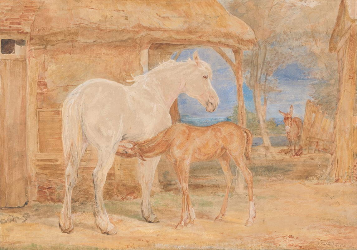 John Frederick Lewis - Gray Mare and a Chestnut Foal