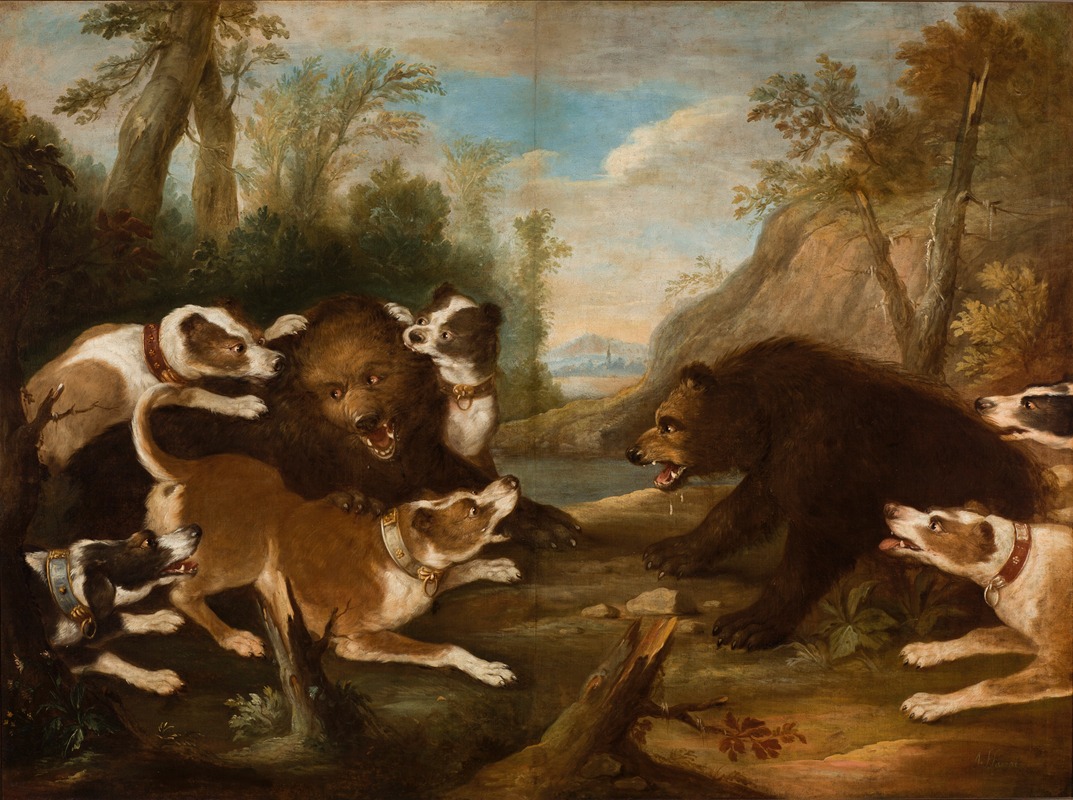 Joseph Anton Harzath - Dogs Fighting with Bears