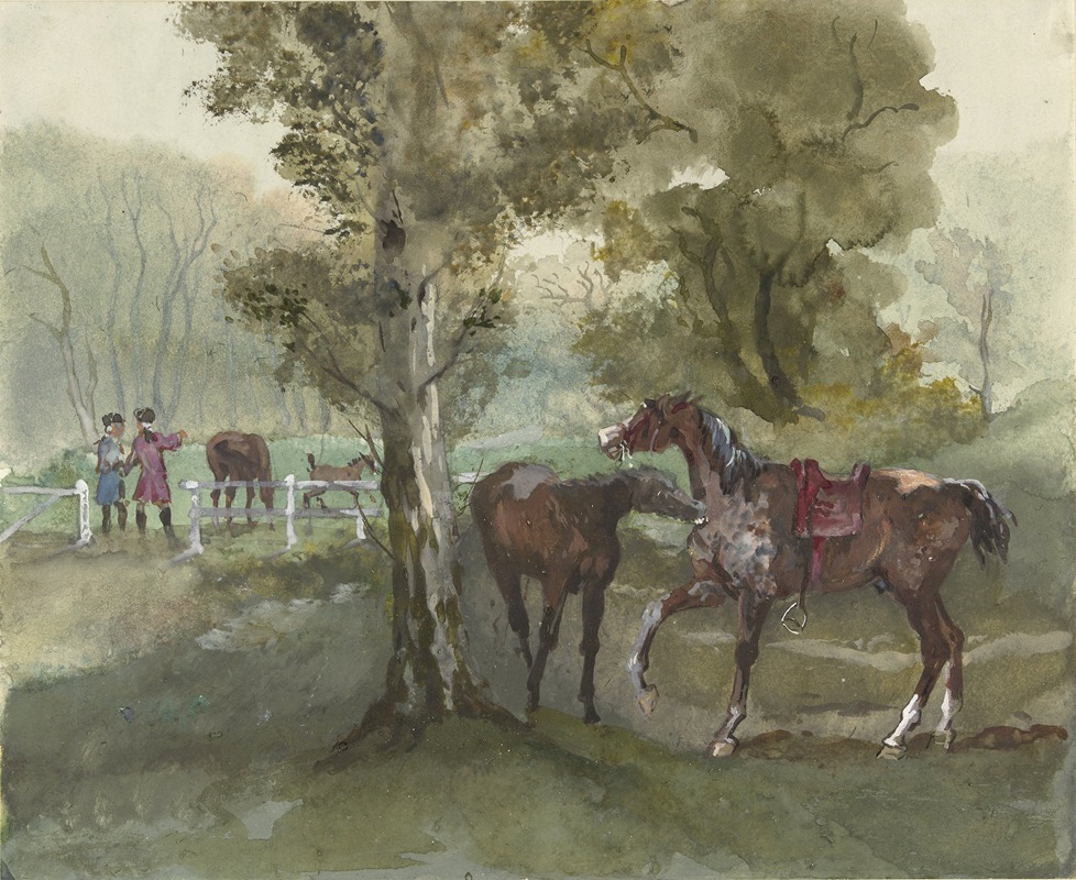 Jules Baron Finot - Paarden in de wei