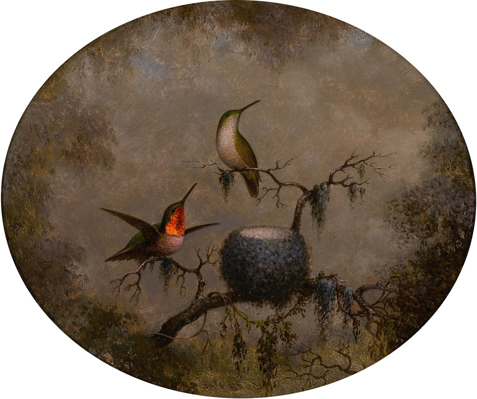 Martin Johnson Heade - Hummingbirds and Their Nest