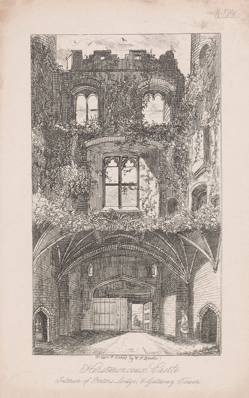 William Henry Brooke - Herstmonceux Castle, Interior of Porter’s Lodge and Gateway Tower