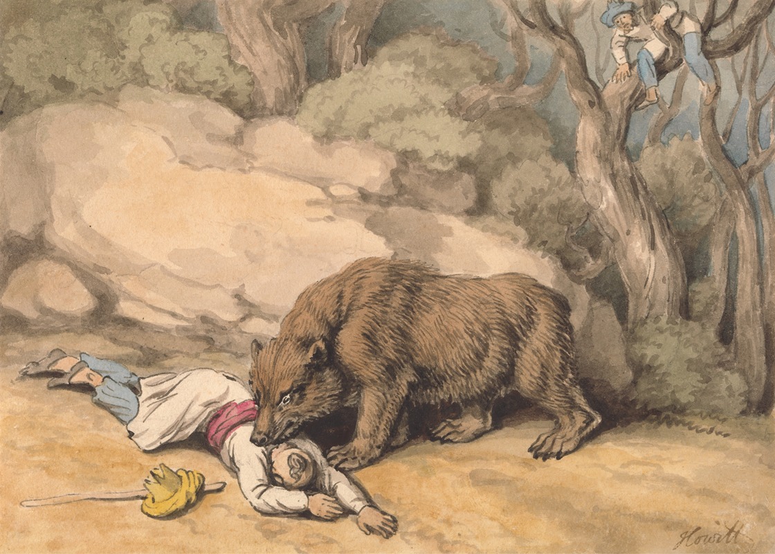 Samuel Howitt - A Bear Attacking a Fallen Indian