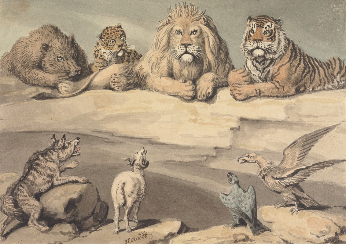 Samuel Howitt - A Boar, a Leopard, a Lion, a Tiger, a Wolf, a Ram, and Two Eagles