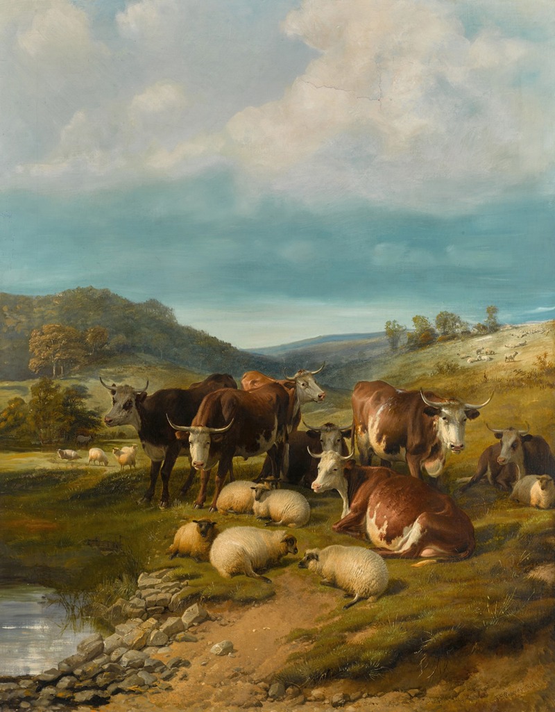 Thomas Sidney Cooper - Cattle and Sheep at a Watering Place