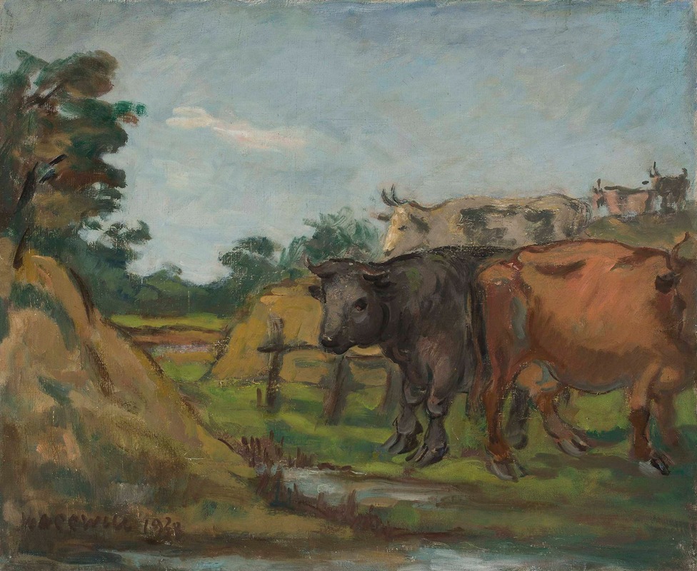 Wacław Wąsowicz - Three cows by a river