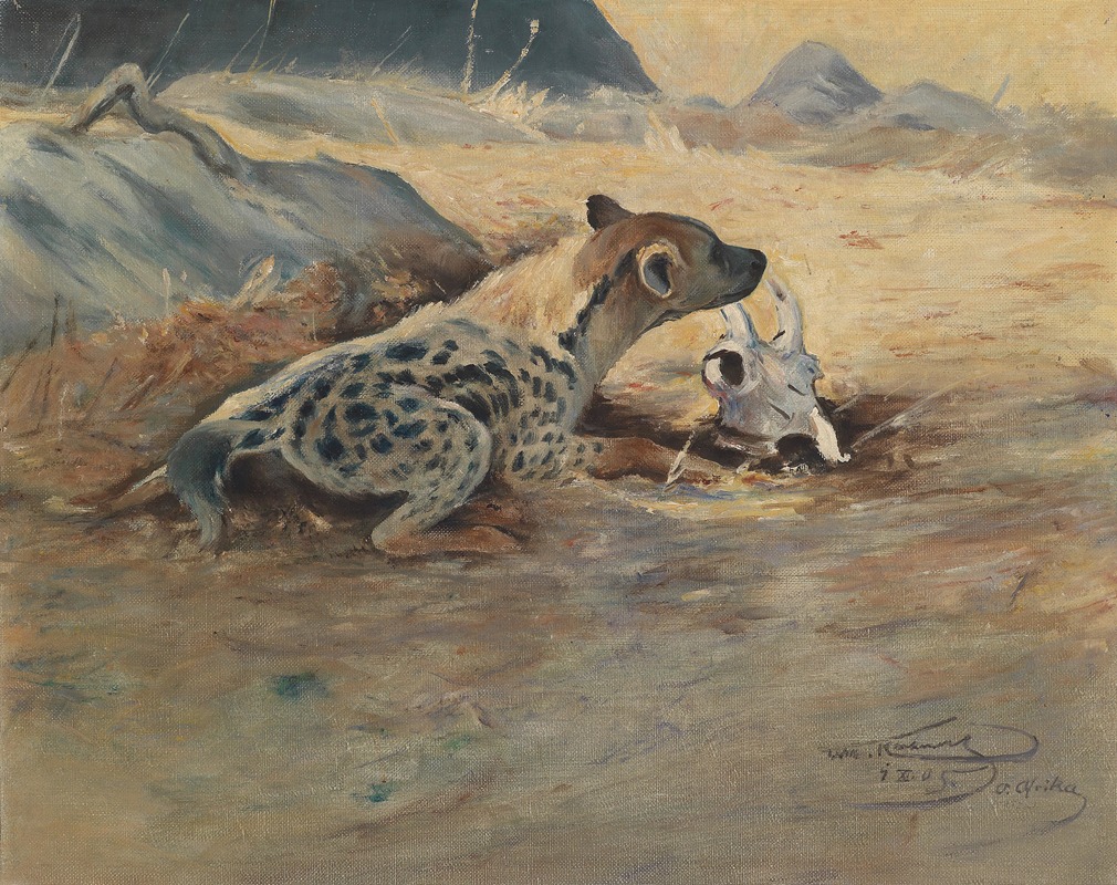 Wilhelm Kuhnert - Hyäne auf der Lauer
