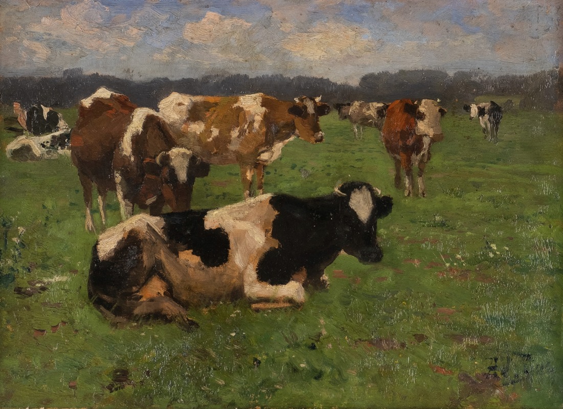 Adolf Lins - Cows on a meadow