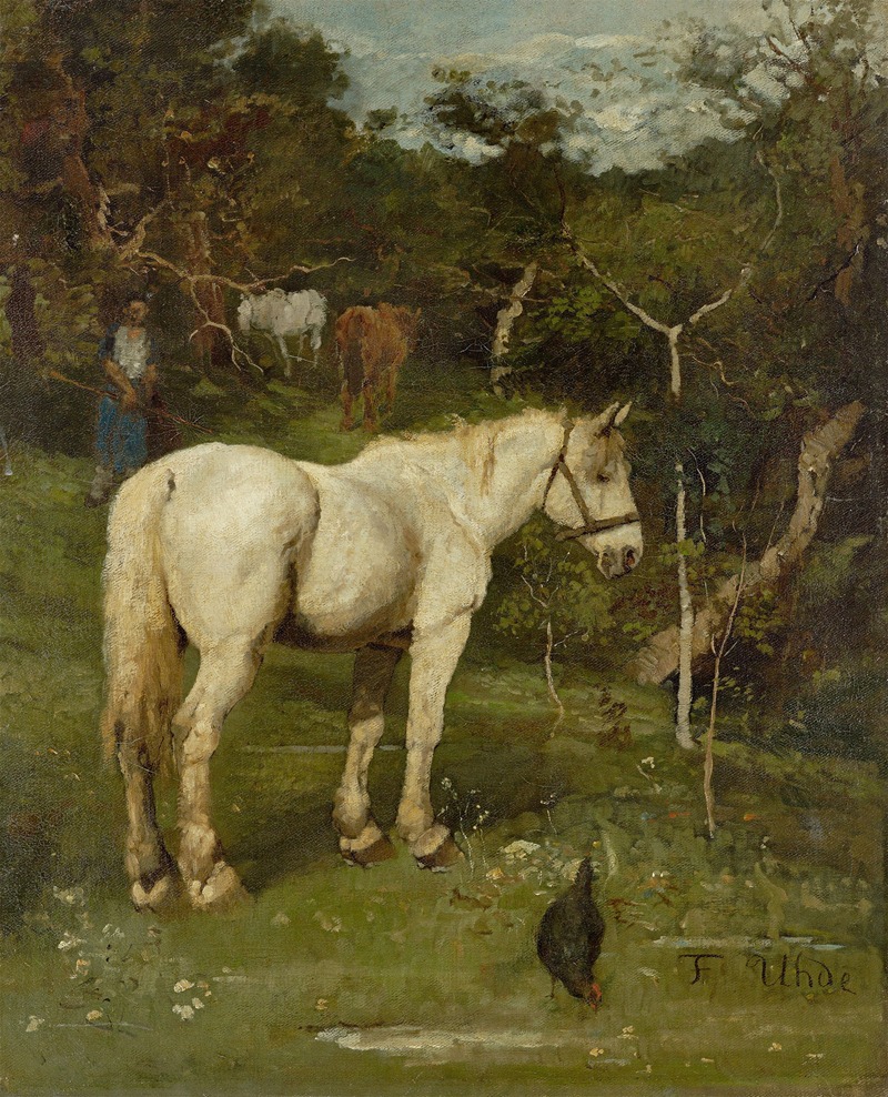 Fritz von Uhde - A white horse