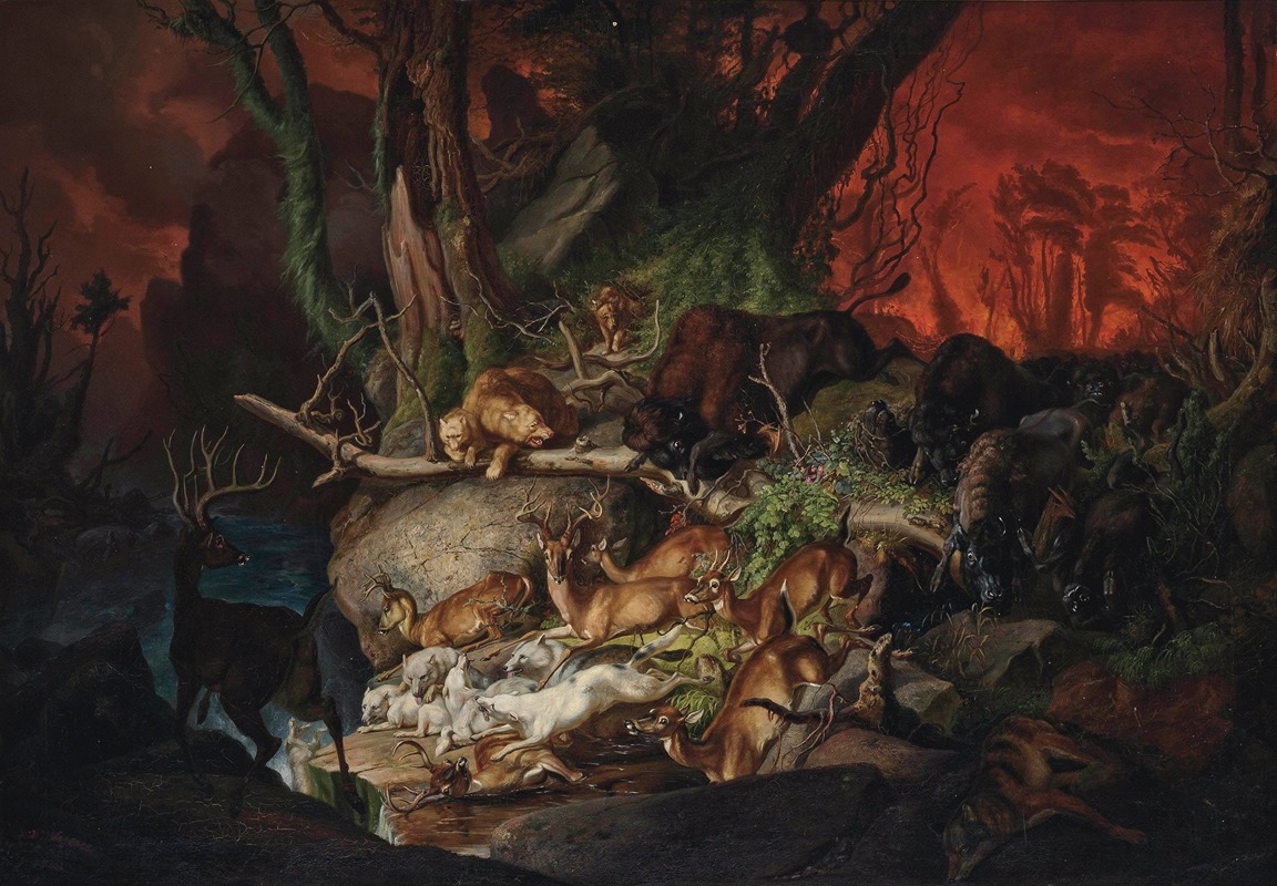 Johann Friedrich Wilhelm Wegener - A forest fire, North America