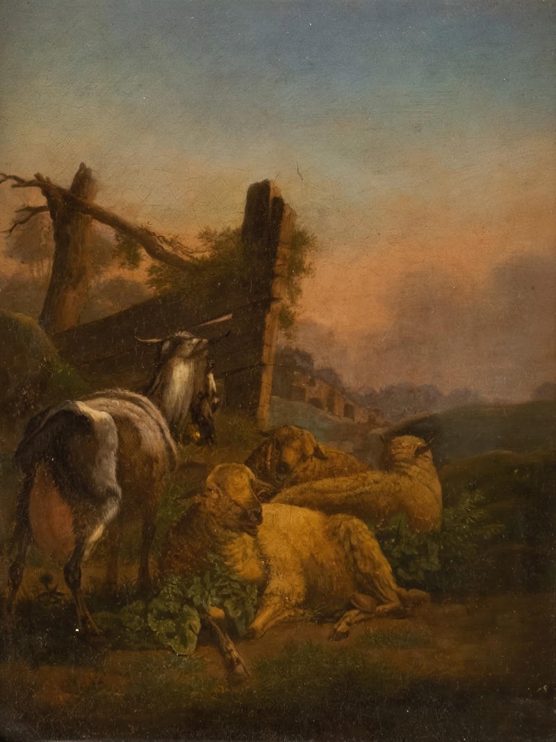 Max Joseph Wagenbauer - Goat and sheep in vast landscape