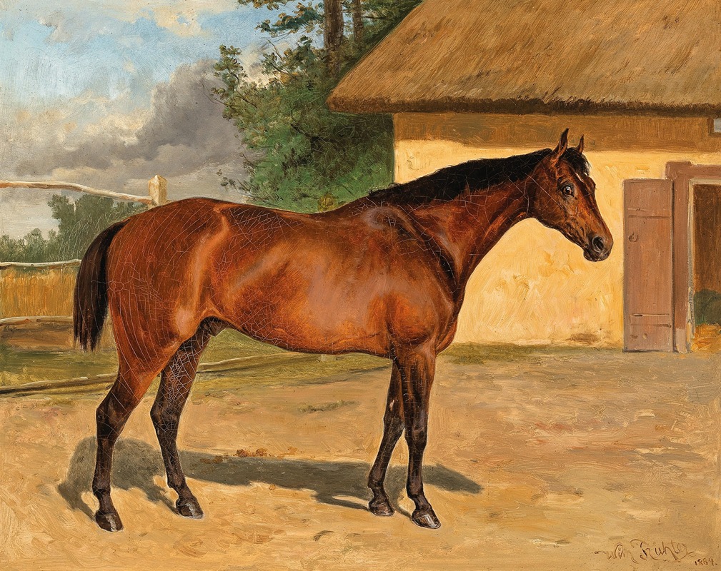 Wilhelm Richter - Bay Horse on the Paddock