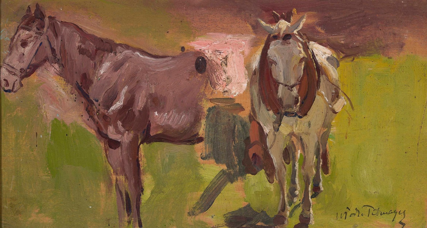 Włodzimierz Tetmajer - Two horses, sketch