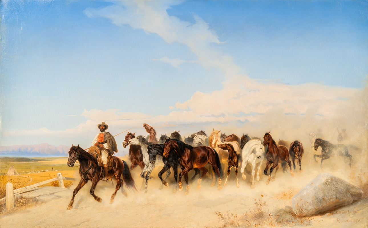 Carl Wahlbom - Horses at the Campagna