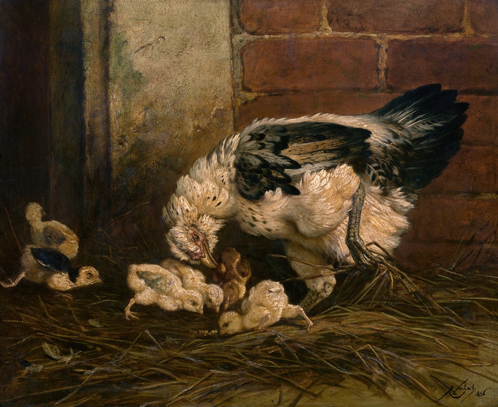 Charles Verlat - Hen with Chicken