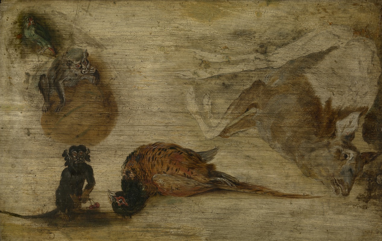 Jan Brueghel the Younger - Study of monkeys, a deer and other animals
