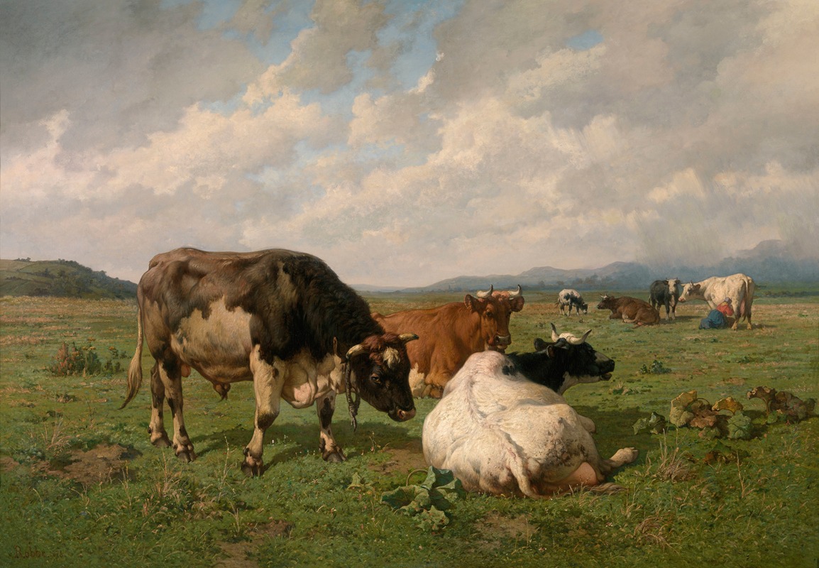Louis Robbe - Cattle in the Meadow