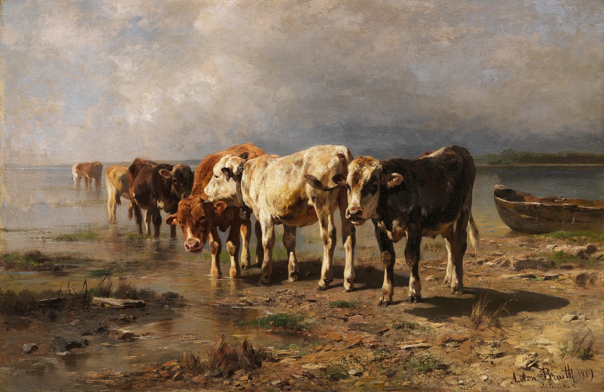 Anton Braith - Kühe am Seeufer