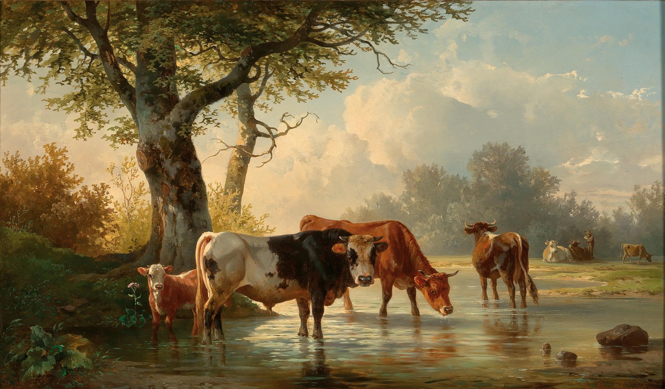 Edmund Mahlknecht - Grazing Cows by the Water
