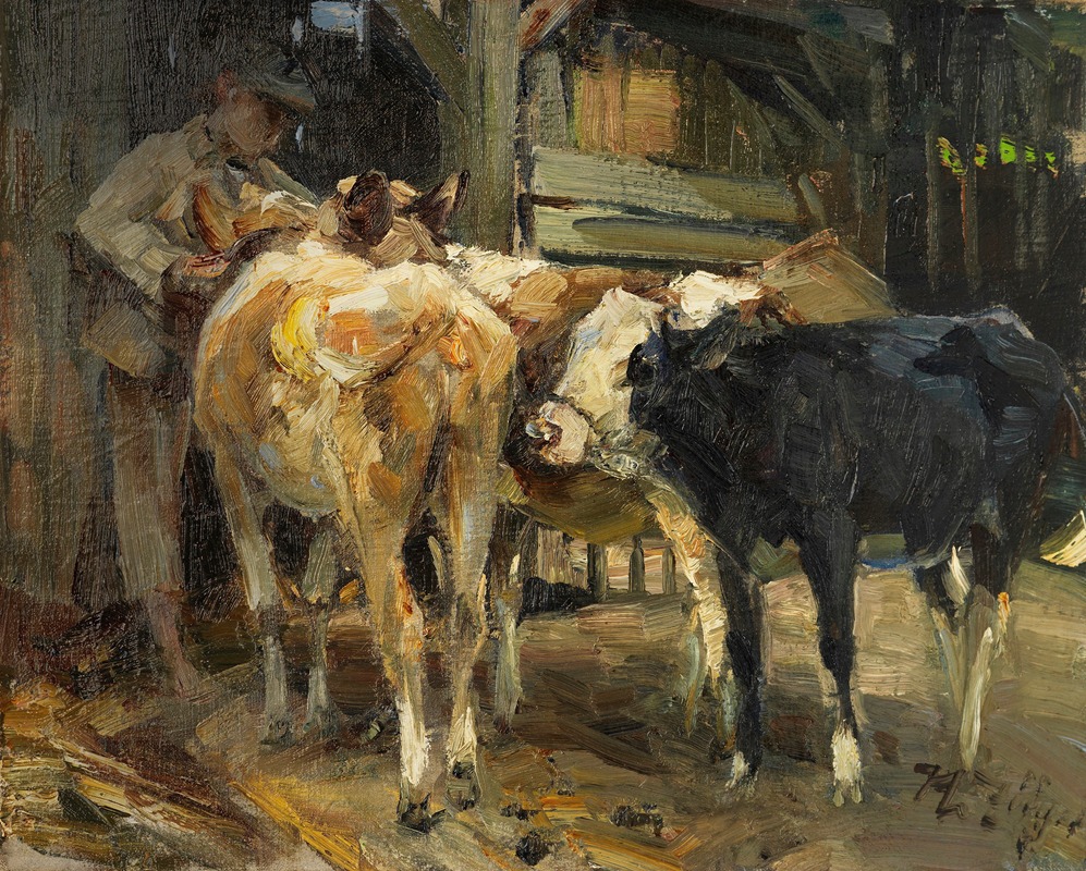 Heinrich Von Zügel - Kühe vor dem Stall