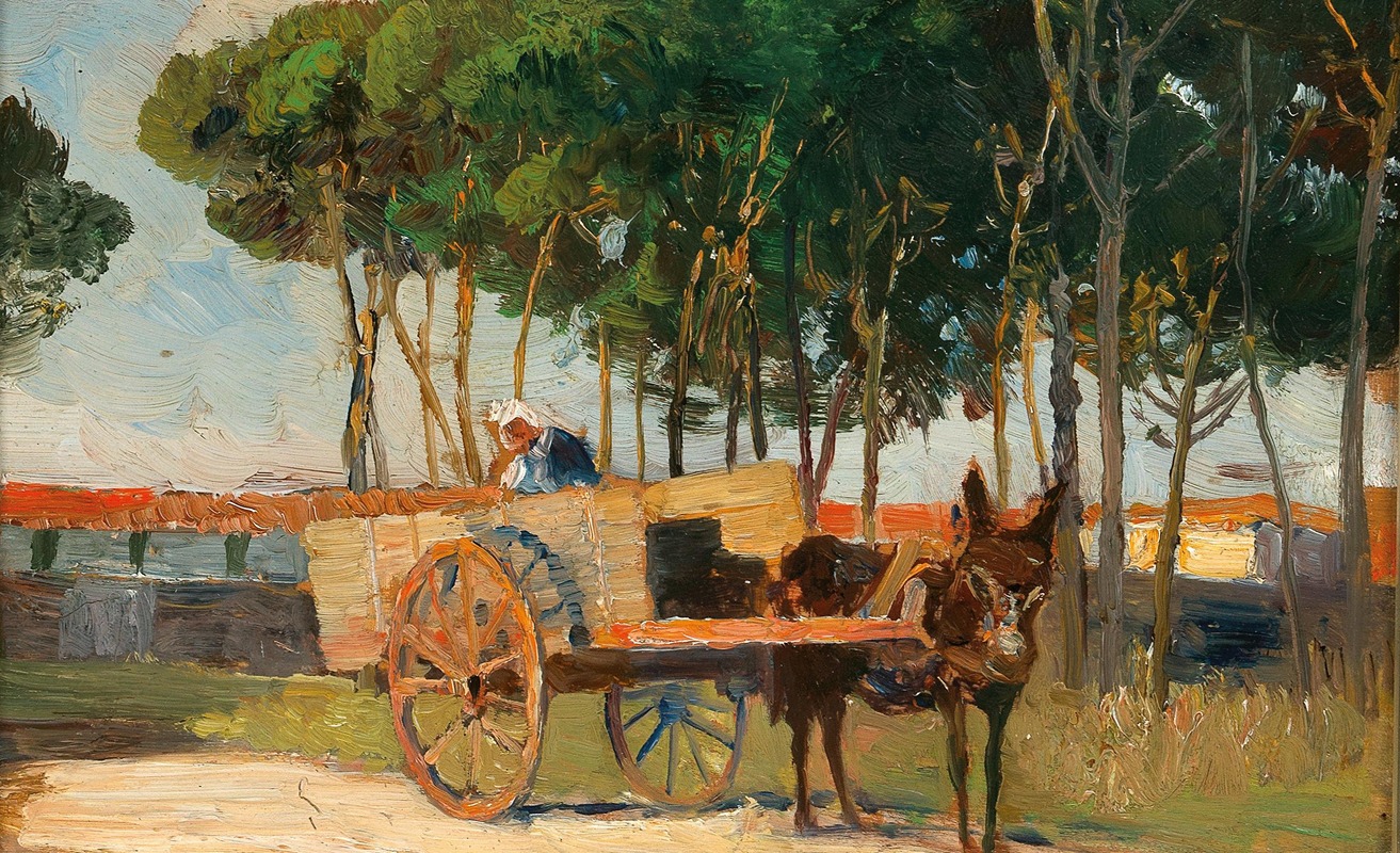 Marie Egner - A Donkey Cart in a Southern Landscape