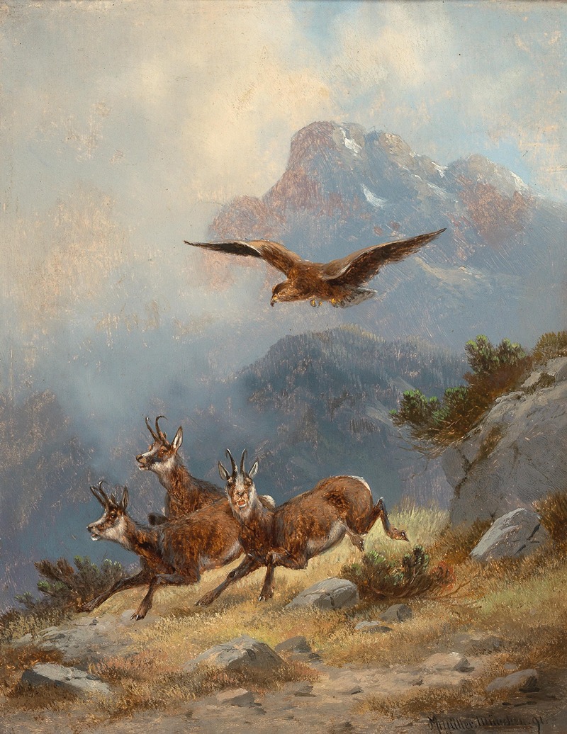 Moritz Müller II - Chamois Pursued by an Eagle
