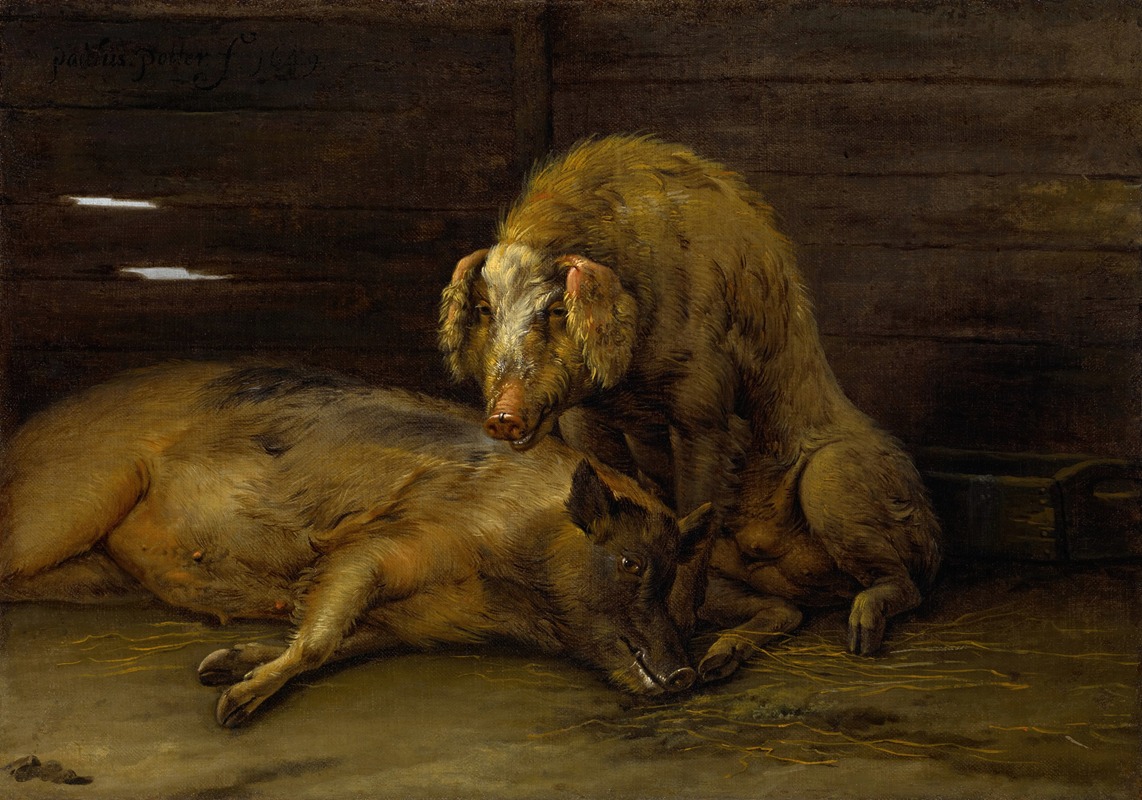 Paulus Potter - Two Pigs in a Sty
