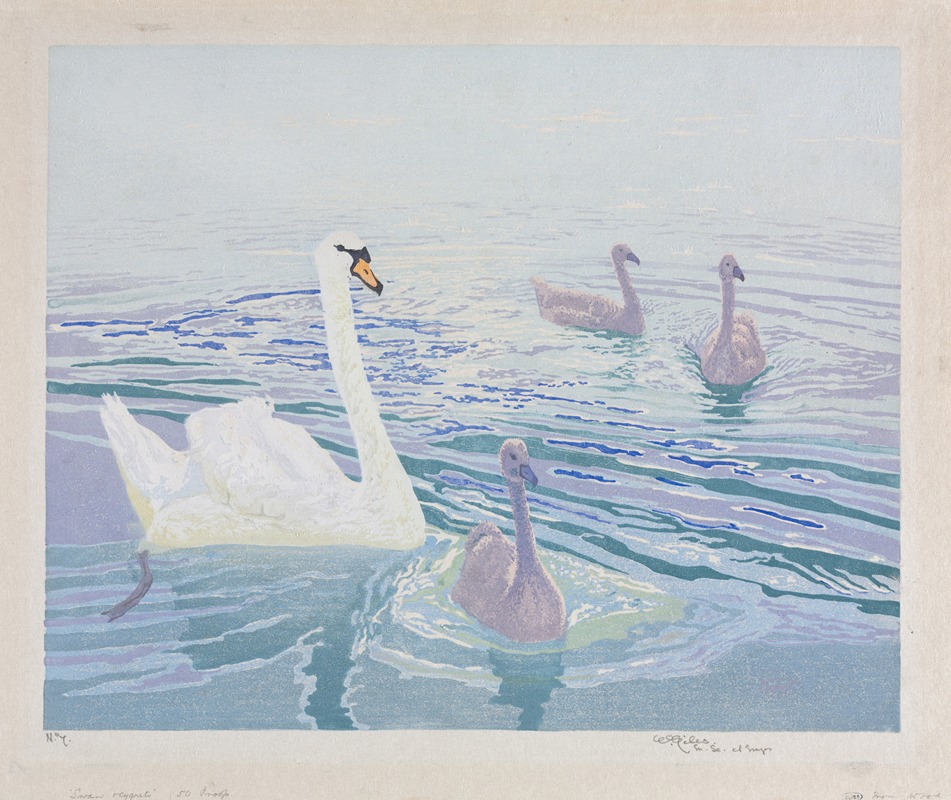 William Giles - Swans and Cygnets