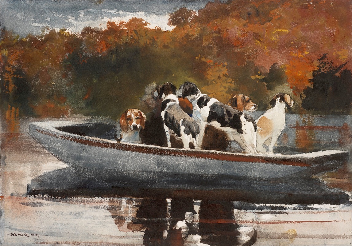 Winslow Homer - Hunting Dogs in Boat (Waiting for the Start)