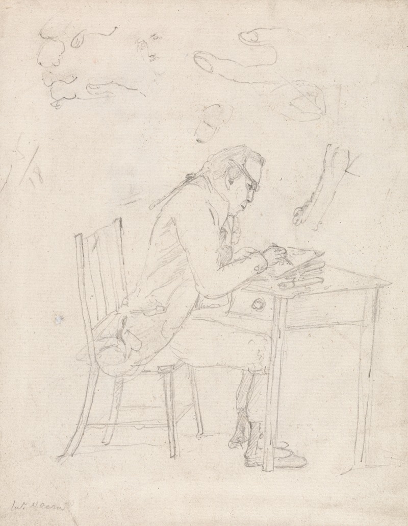 Thomas Hearne Sketching at a Table by Dr. Thomas Monro - Artvee