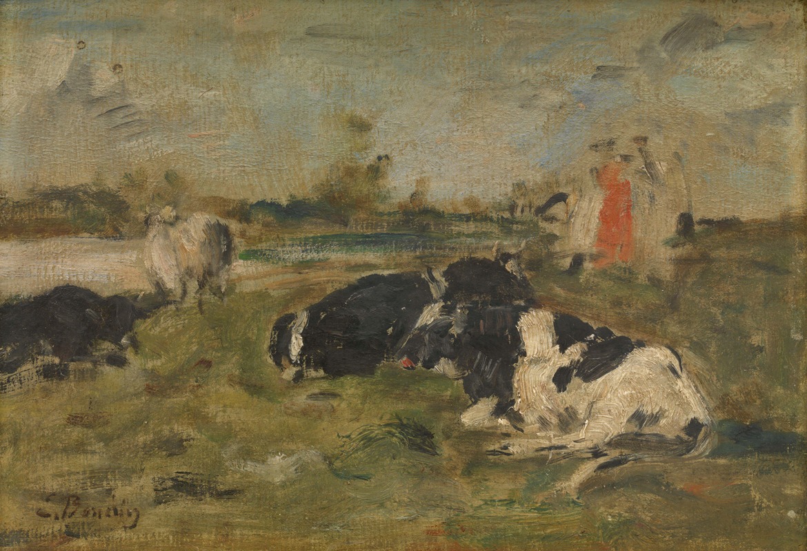 Eugène Boudin - Cows on the meadow
