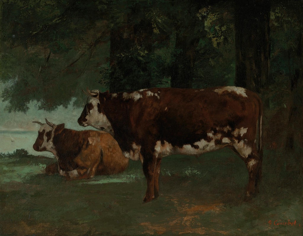 Gustave Courbet - Deux vaches a la robe marron
