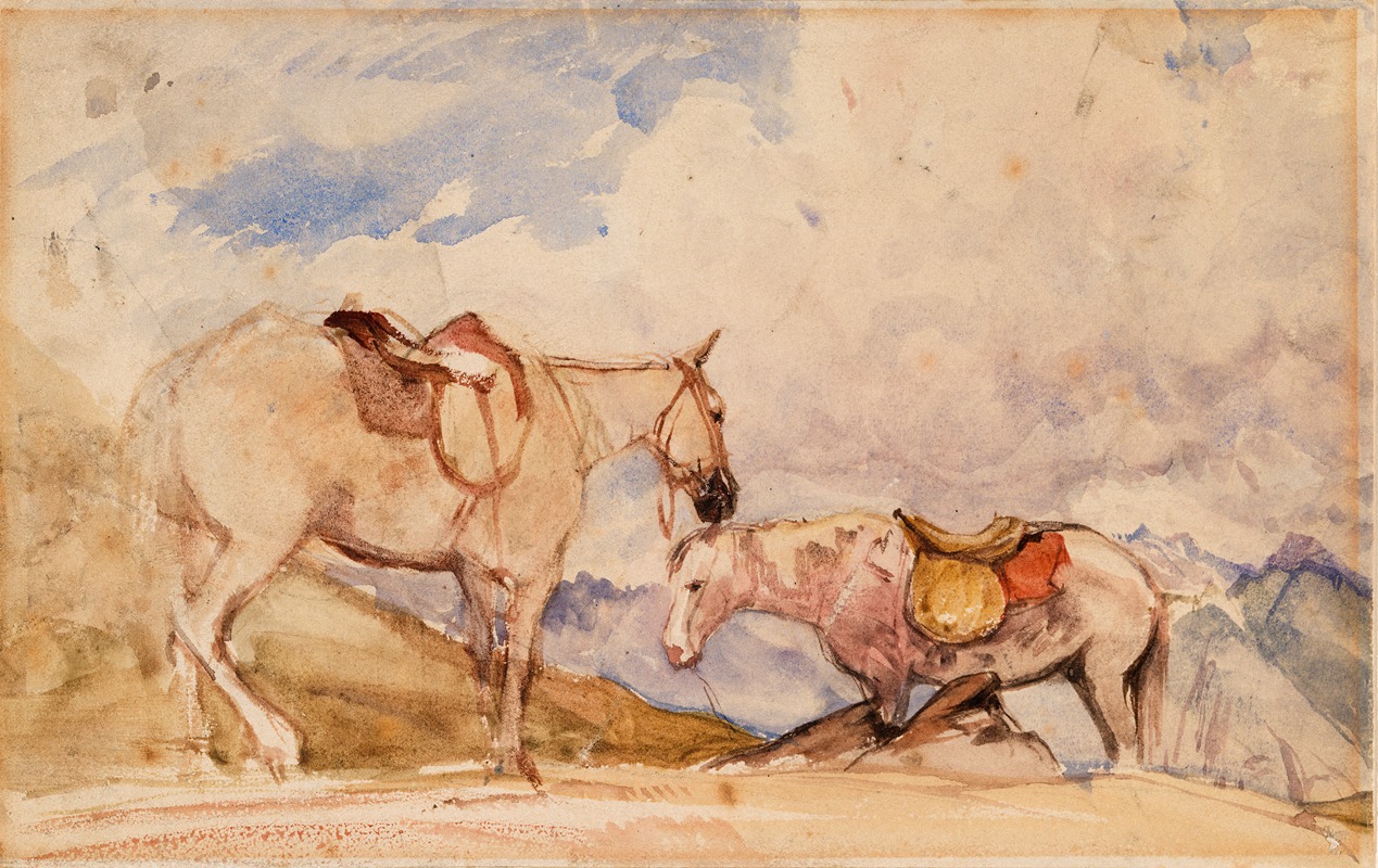 John Frederick Lewis - Two Horses