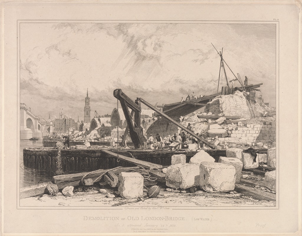 Edward William Cooke - Demolition of Old London Bridge