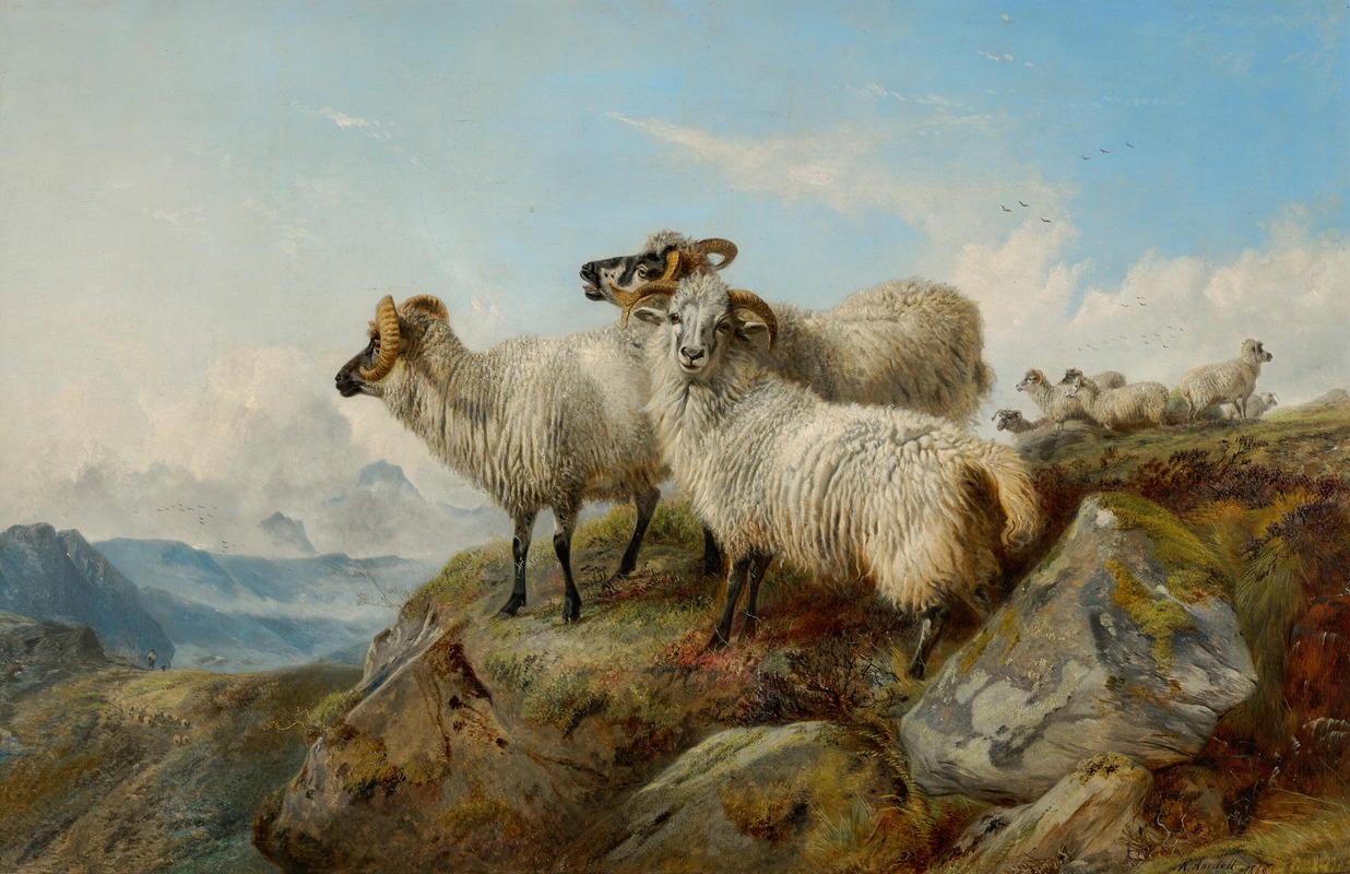 Richard Ansdell - Mountainous landscape with sheep