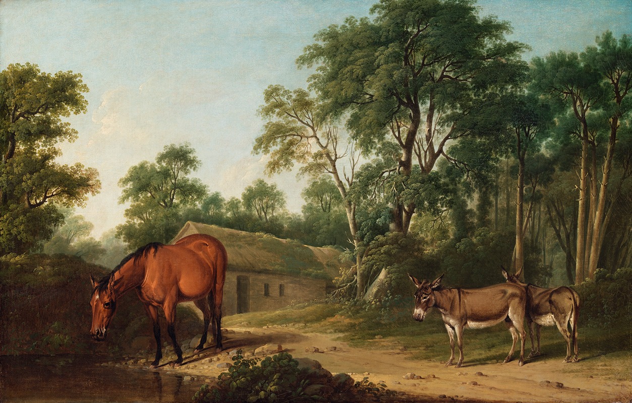Thomas Roberts - A Bay Horse and Two Donkeys