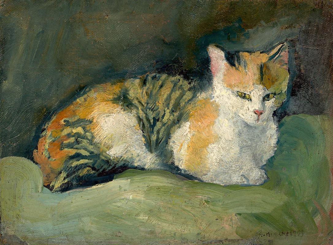 August Macke - Katze auf grünem Kissen I