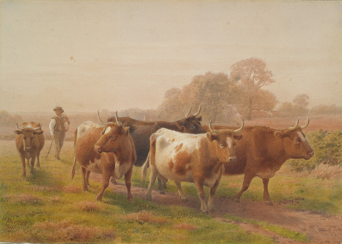 Henry Birtles - Cows in landscape