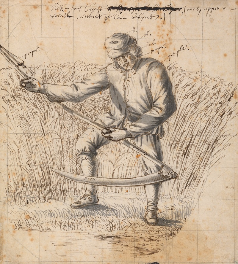 Francis Place - A Study for the Pilkington Crest, a mower with a scythe