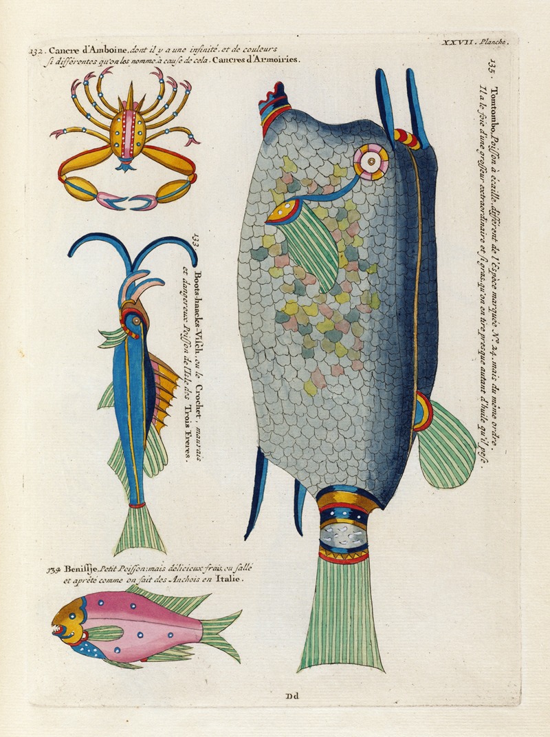 Louis Renard - Poissons, ecrevisses et crabes, de diverses couleurs et figures extraordinaires.. Pl.070