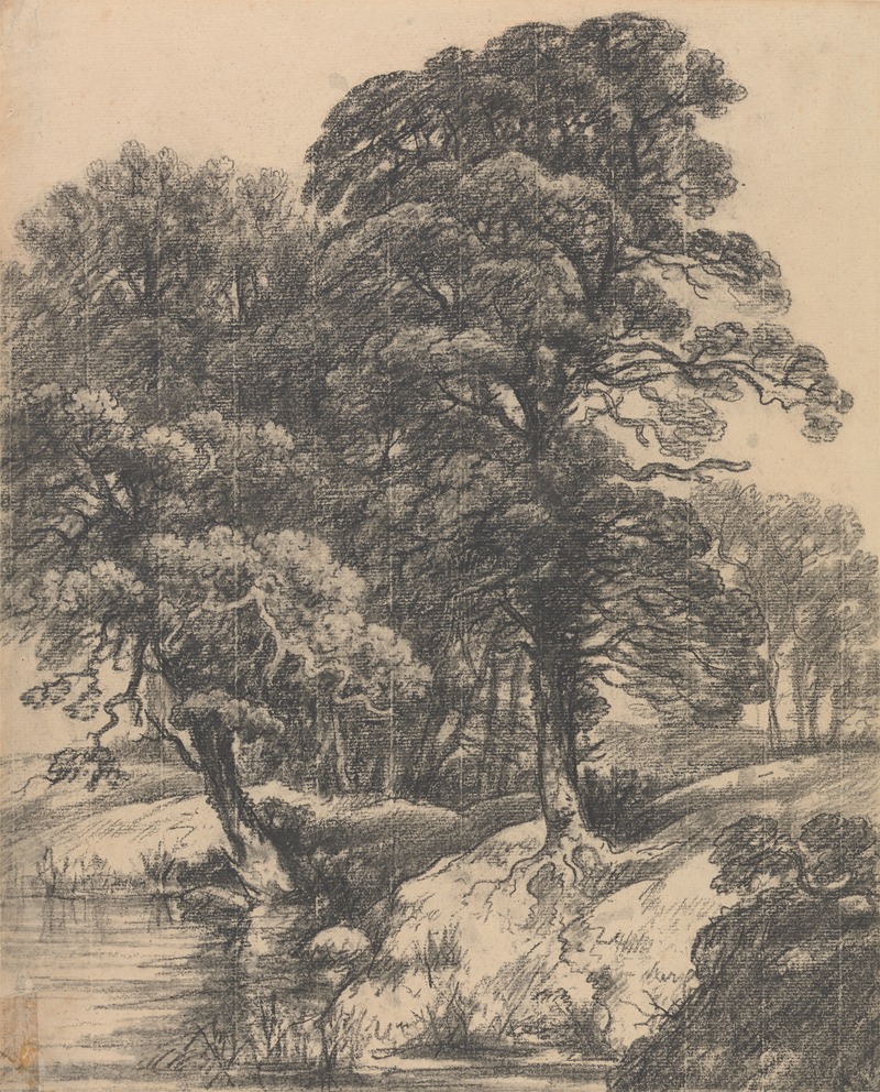 George Frost - A Wooded Landscape with Pool