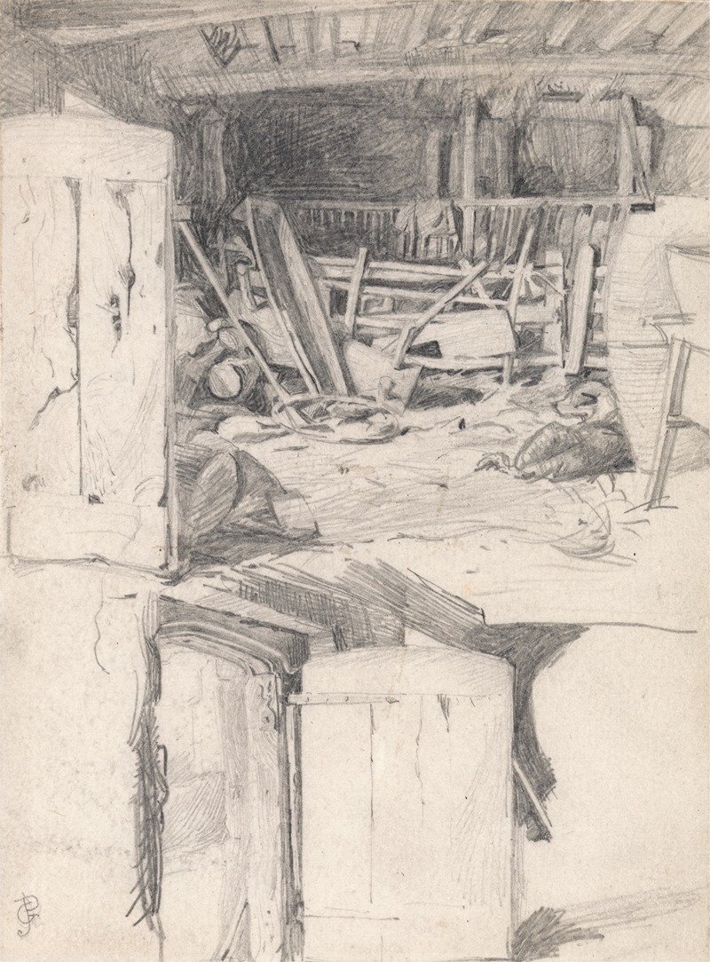 George John Pinwell - Study for ‘The Goose’, 1867: Interior of a Barn